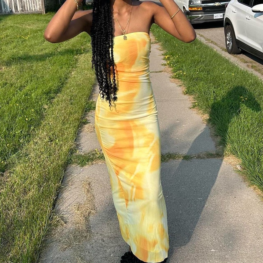 Yellow Strapless Maxi Dress size XS
